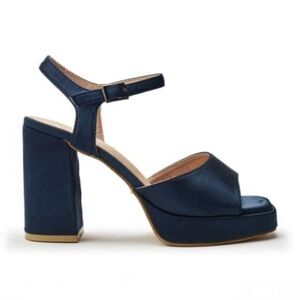 JustFab Women Navy Blue Block Heel Sandals Vintage Platform Pumps Shoes Size 10